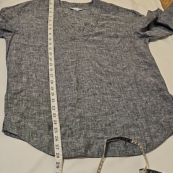 Pure Navy Blue linen Long Sleeve tunic top Sz - Picture 6 of 8